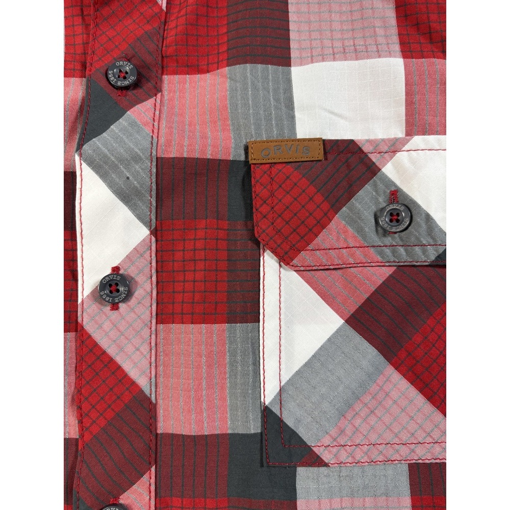 Orvis Shirt Mens XL Red Plaid Short Sleeve Button Up Lightweight Casual Outdoor - Picture 3 of 13